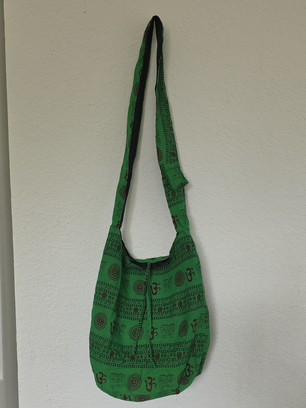 Green Aum Printed Boho Crossbody Shoulder Bag